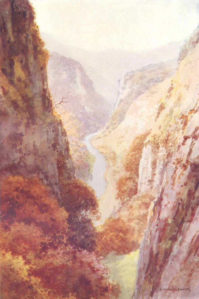 Dovedale, the Peak District. Derbyshire. By Ernest Haslehust 1920 old print